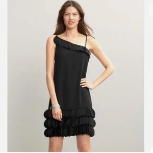 NWT Banana Republic BR Monogram Black
One Shoulder Scalloped Ruffle Chiffon